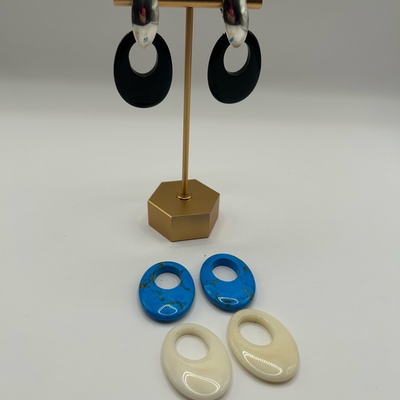 Vintage Howlite Sterling Silver Interchangeable Earrings
